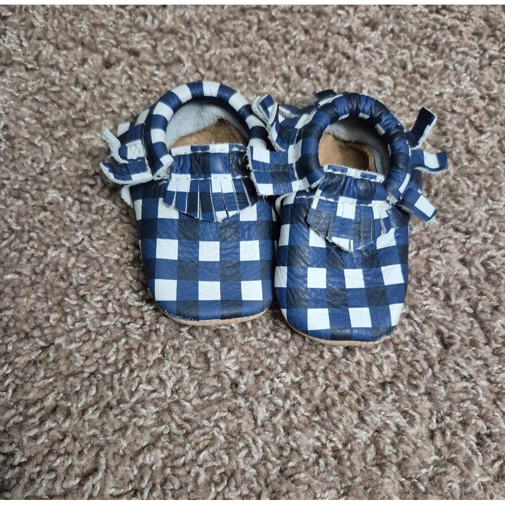 Freshly picked moccasins size 2 plaid blue